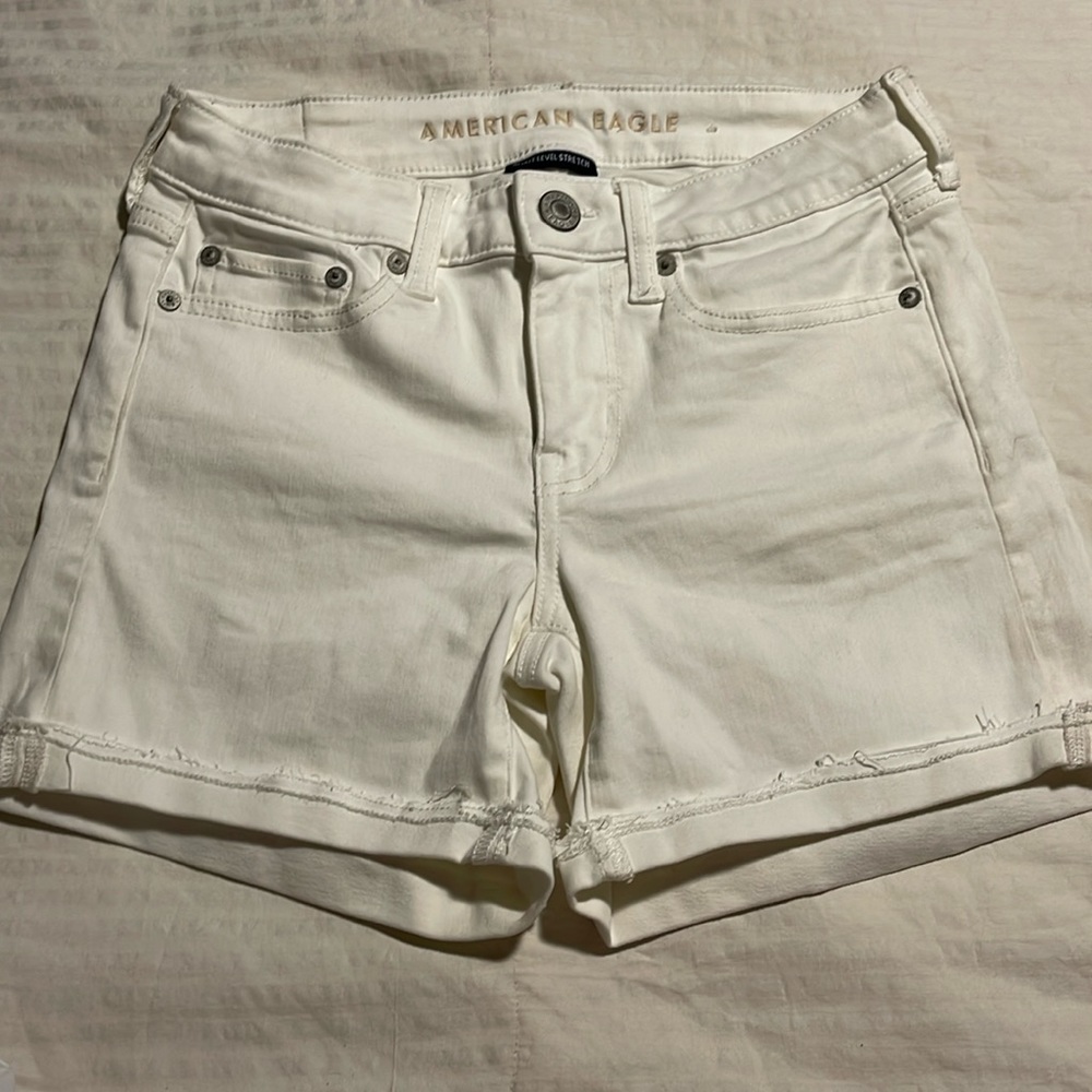 American eagle white stretch denim shorts